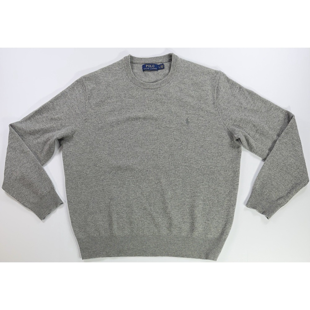 Polo Ralph Lauren Gray Crewneck Sweater Mens Large Cotton Knit